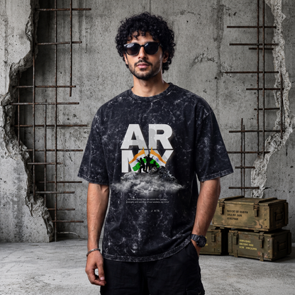 Army Vintage Acid Wash Oversized Tee