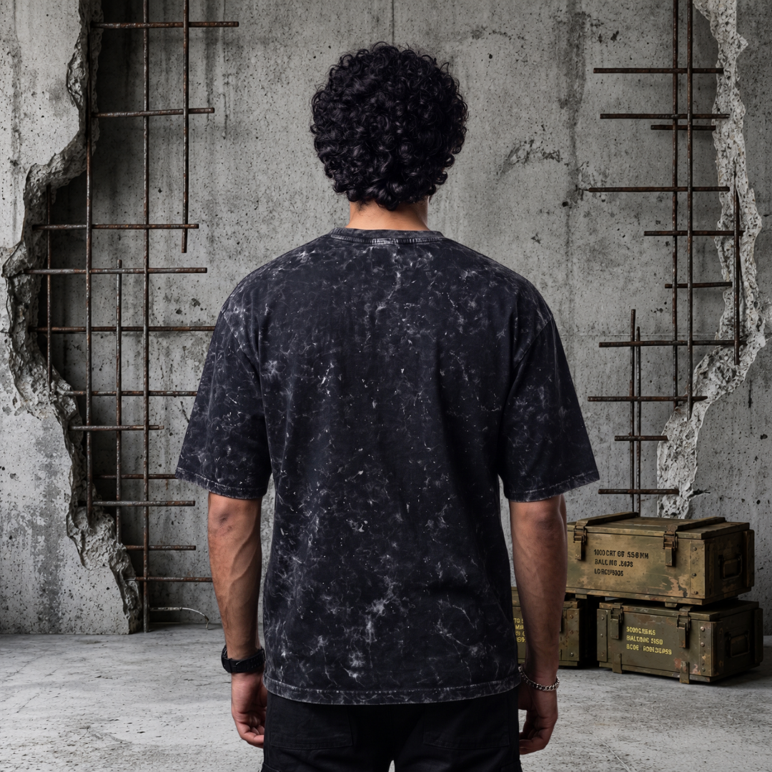 Army Vintage Acid Wash Oversized Tee