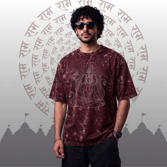 Divine : Lord Hanuman Acid Wash Tee
