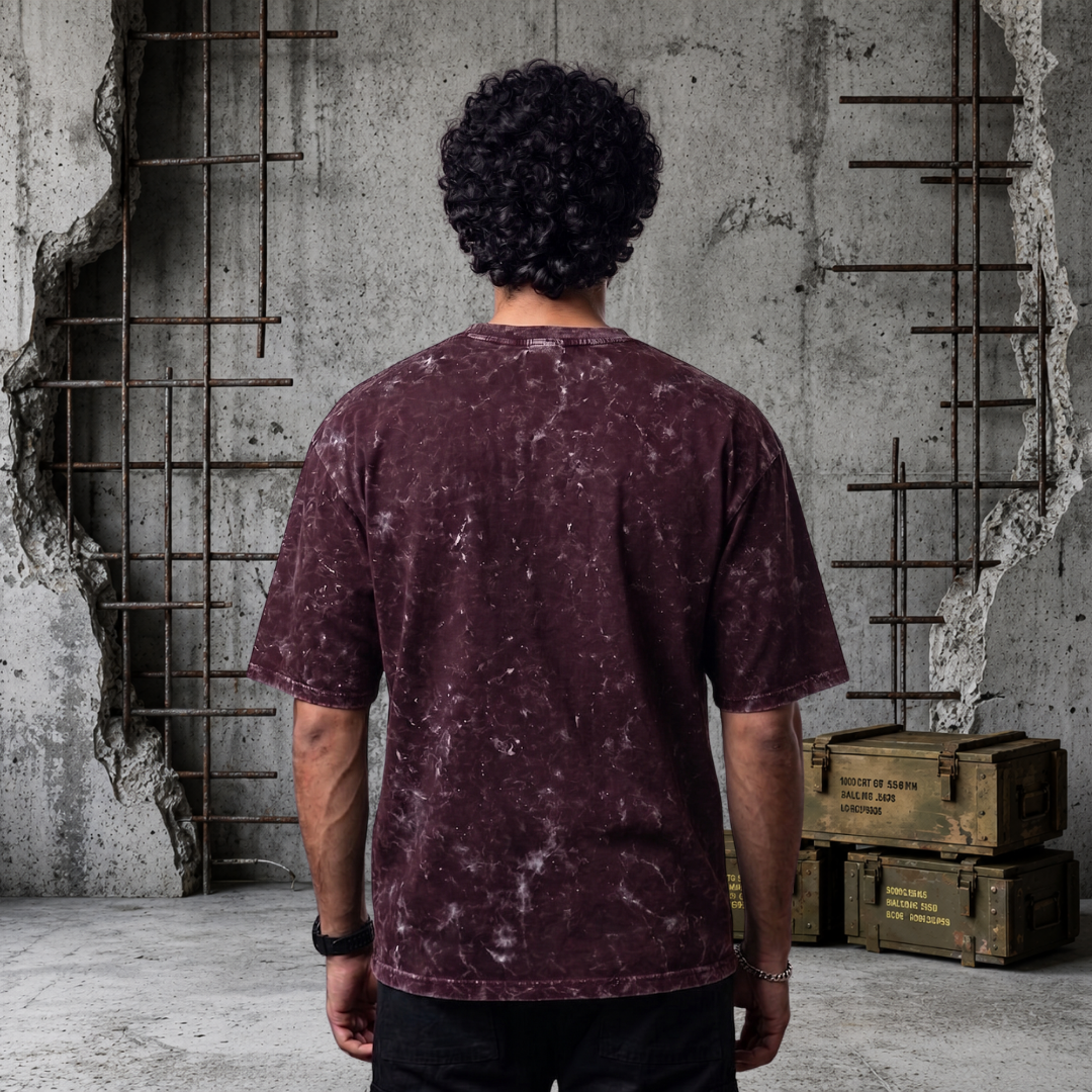 Army Vintage Acid Wash Oversized Tee