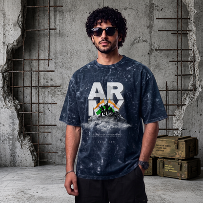 Army Vintage Acid Wash Oversized Tee
