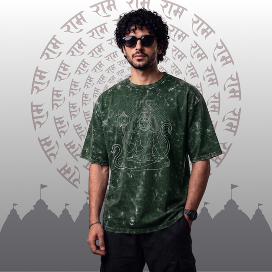 Divine : Lord Hanuman Acid Wash Tee