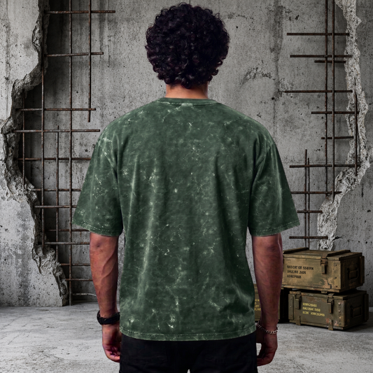 Army Vintage Acid Wash Oversized Tee