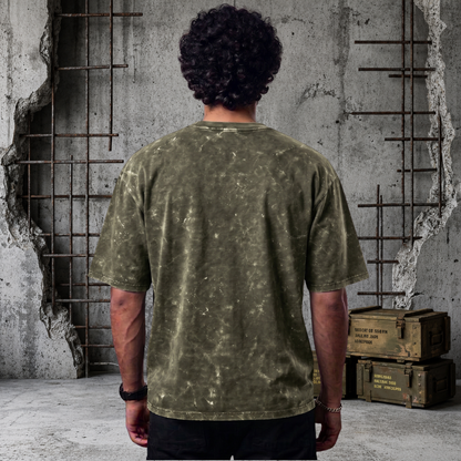 Army Vintage Acid Wash Oversized Tee